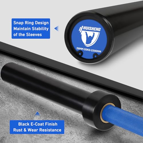 7ft Olympic Barbell for Strength Training, Olympic Weightlifting | 500 700 1000LBS Capacity, 2 Inch 45lb Weight Bar for Squat, Home Gym Fitness Equipment, Bench Press, Deadlift, Powerlifting - color: Blue-500LBS