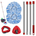 Spin Mop Handle Mop Heads and Base Replacement Sets Compatible with O Cedar EasyWring Rinseclean 2 Tank System, Flexible & Reusable(1 Sets Stainless Steel Handle & 2 Refills & 1 Base & 1 Scrub Brush) - color: 1 Sets Stainless Steel Mop Handle + 2 Blue Hea