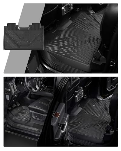 3W Floor Mats for Ford F-150 2015-2025 2026 & F150 Lightning 2022-2025 SuperCrew (w/o Fold Flat Storage), TPE All Weather Custom Fit, Front & Rear 3PCS | Heavy Duty, Easy Clean - Black