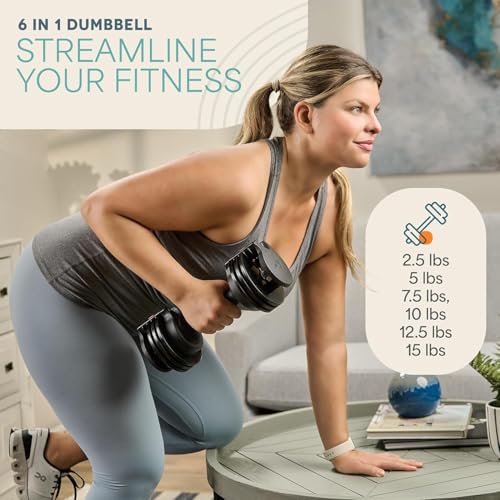 LifePro Adjustable Dumbbells Set – Quick-Adjust Space-Saving Weights with Anti-Slip Handle for Home Gym Strength Training - color: 15lb Pair