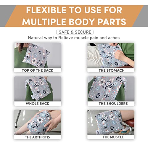 UNCN Wide Microwave Heating pad with Washable Cover 9.5x16in Microwavable Hot Pad for Neck Shoulder, Cramps, Back Pain Relief, Cordless Warm Compress Weighted Moist Heat Pack for Aches, Unscented - color: Flower