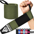 RDX Wrist Wraps for Weightlifting (Pair), IPL USPA Approved, Elasticated 18” Cotton Straps Support with Thumb Loop, Gym Wrap for Weight Lifting Powerlifting Competition Strength Training Bodybuilding - color: Army Green
