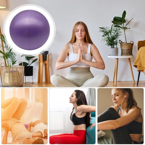 Yoga Ball Fitness Gym Yoga Equipment Rehabilitation Training Leg Thigh | Inflatable Small Excersing Ball Arm Belly Abdomen Butt for Home Fitness Offices Spa - color: P urple