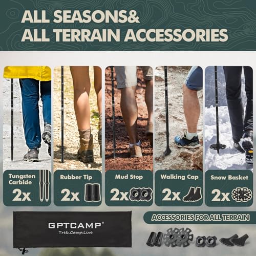 GPTCAMP Walking Sticks,Trekking Poles Collapsible Hiking Poles,Lightweight Folding Travel Walking Pole for Men Women,2pc Adjustable Hiking Stick with EVA Foam Grips for Backpacking - color: -Blue