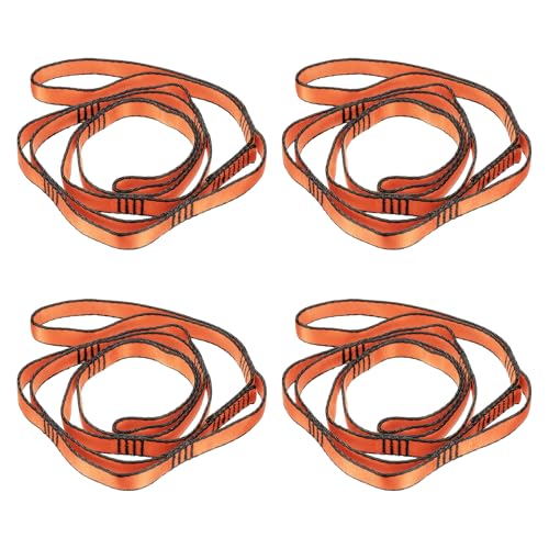 PATIKIL Daisy Chain Straps, Strong Climbing Strap Adjustable Nylon Chain Sling with Loops for Aerial Yoga Hammock Swing - color: Orange, size: 43 Inch