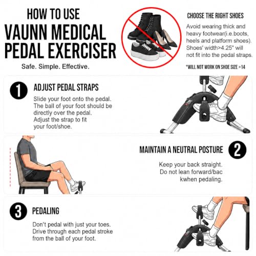 Under Desk Bike Pedal Exerciser for Leg & Arm | Foldable Mini Exercise Bike with LCD Display for Home & Office - color: BLACK