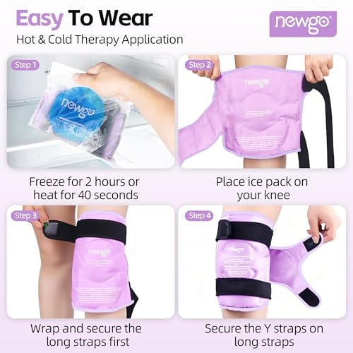 NEWGO Ice Pack for Knee Replacement Surgery, 360° Full Wrap, Purple | Y-shaped Strap Stays Put, Reusable for Knee Replacement, ACL, Arthritis, Swelling, and Sports Injuries, 21.7" x 9.8" - color: Regular Purple 1-pack