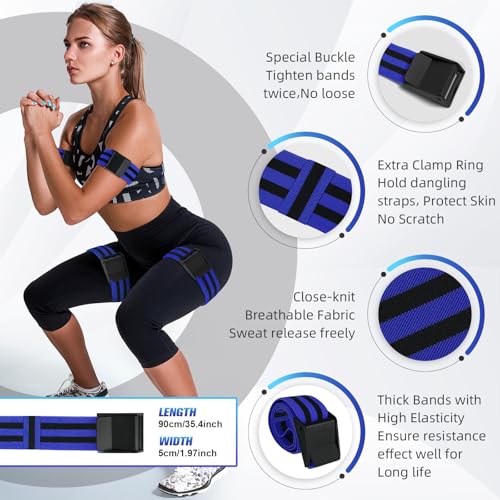 Booty Bands, Blood Flow Restriction Bands for Women/Men, Adjustable BFR Training Bands for Glutes & Hip Building, Occlusion Resistance Bands - color: Blue