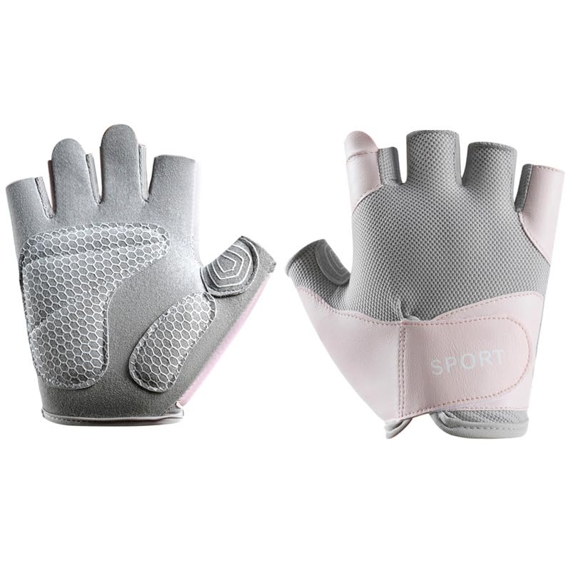 FGSS Workout Gloves for Men Women Exercise Gloves for Weight Lifting Fitness Cycling Gym Training with Grip Cushion Pads - color: Pink-M