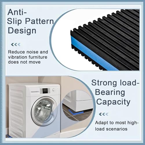4-Pack Heavy Duty Anti Vibration Pads, 4"x4"x7/8" Thick Sorbothane Rubber Mat for Washing Machine,Treadmill,AC Condenser,Compressor (Blue)