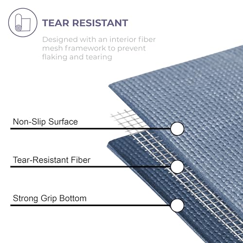 Voyage 5mm Studio Yoga Mats, 6 Pack, 72x24in | Extra Long, Anti-Tear Exercise Mats for Workout, Stretching, Fitness - Non Slip Gym Mats for Home, Schools and Studios - color: Slate