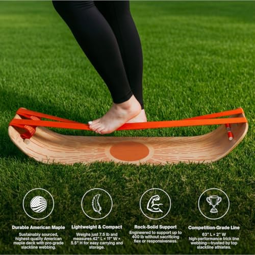 GIBBON SlackBoard, Balance Board Kids & Adults, Slackline Balance Trainer | 1 & 2 Line Options, Slack Board, Core Workout Equipment, Home Gym Training, Standing Desk Exercise, Yoga, Agility, Pilates - color: Butterfly - 1 Line