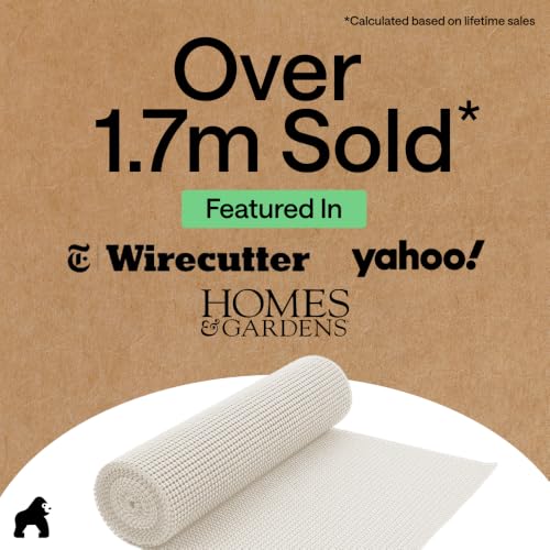 GORILLA GRIP powerGRIP Drawer Shelf and Cabinet Liner, Thick Strong Hold, Non-Adhesive Liners Protect Kitchen Cabinets and Cupboard, Bathroom Drawers, Easy Install, Breathable Mat, 12" x10' Snow White - color: Snow White, size: 12" X 10', style: 12" x 10'