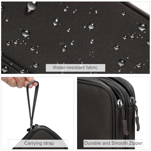 FYY Electronic Organizer, Travel Tech Pouch Bag, Medium, Coffee | Wrist Strap, Waterproof, Double Layers Portable Electronics Travel Carrying Case for Cord, Charger, Daily Business Trips Use - color: Coffee, size: Medium