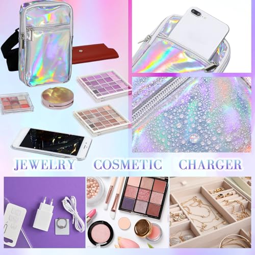 Carnival Leg Bag Holographic Thigh Bag with Adjustable Strap Leg Pouch Harness Women Summer Travel Hiking Pack(Silver,Leg Bag) - color: Silver, style: Leg Bag
