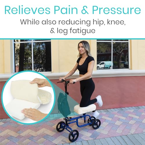 Vive Mobility Knee Walker Pad Cover - Plush Synthetic Faux Sheepskin Scooter Cushion - Accessory for Knee Roller - Leg Cart Improves Comfort During Injury (Off-White) - color: Off-white