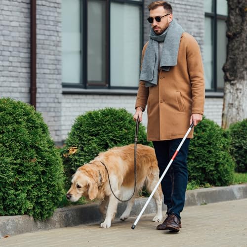 Folding Blind Cane Reflective Red Folding Walking Stick for Vision Impaired and Blind People, Lightweight, Non-Slip (52inch)