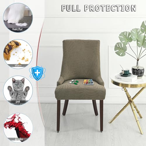 Wingback Chair Cover Waterproof,Stretch Jacquard Slipcover(Taupe,4PCS) | Instant room refresh with easy cleanup, dependable mess protection, and a neat tailored look for family spaces. - color: Taupe