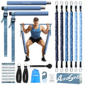 Upgraded Pilates Bar Kit with Resistance Bands Natural Latex for Women & Men, Heavy-Duty Stainless Steel Multifunctional Yoga Pilates Stick for Home Gym Exercise Fitness Equipment Full-Body Workouts - color: Denim Blue