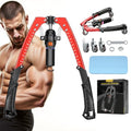 Twister Arm Trainer, 3 in 1 Hydraulic Power Chest Workout Equipment with Ab Roller Wheels and Hooks, Adjustable 22-440lbs Arm Trainer for Men Women, Home Gym Equipment for Full Body Strength Training - color: red