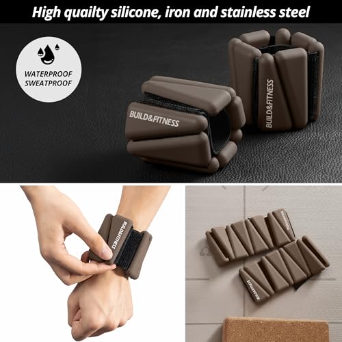 Wrist & Ankle Weights, Adjustable Bands for Women & Men Workouts, Set of 2 – 2lb or 4lb (1lb or 2lb each strap) Ideal for Runs, Jogs, Walks, Yoga, Dance, Pilates, Cardio, Aerobics, Strength Training - color: Brown, size: 2LB (1LB each)