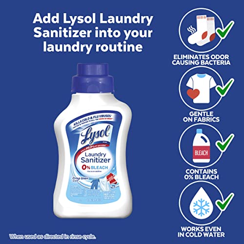 Lysol Disinfectant Laundry Sanitizer & Scent Booster, Detergent Additive, Color Safe Bleach Alternative, Odor Eliminator, Kills Bacteria & Viruses, Crisp Linen Scent, 41 Fl Oz Liquid (Pack of 2)