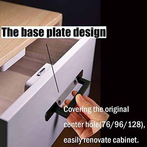 12 Pack 5 Inch 128 mm Self-Adhesive Matte Black Square Cabinet Handles with Base Plate Aluminum Cabinet Pulls for Sliding Door Charcuterie Board Black Drawer Handles Drill&Punch Free - color: SquareBlack 3M, size: 5 Inch
