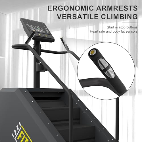 Fitvids Stair Stepper Machine, Commercial Grade Stair Climber with 15 Resistance Levels, Continuous Stair Stepping Machine for Cardio and Lower Body Workouts, LED Screen, Exercise Machine for Home Gym - color: Metal Black