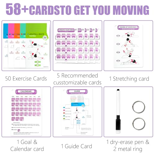 Pilates Workouts for Women-58 Exercise Cards with Pilates Mat Workout Postures，ncludes 4-Week Challenge,2 Rings& Dry-Erase for Easy Organization-Home, Gym or Studio - color: Pilates Mat