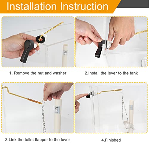 Hibbent Universal Metal Side Mount Toilet Handle Replacement Kit, Brass Toilet Flush Tank Lever with Stainless Steel Flapper Chains for Most Toilets, Oil-Rubbed Bronze - color: Oil Rubbed Bronze, style: Side Mount