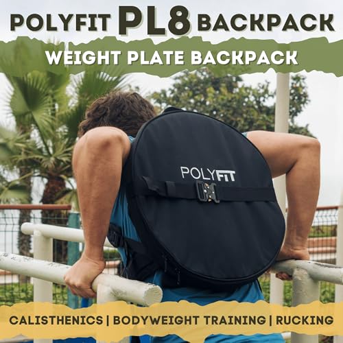 Polyfit PL8 Backpack for Olympic Weight Plates - Weighted Backpack for Strength Training, Rucking, and Gym Workouts - BLACK - color: Black