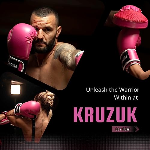 Kruzak Boxing Gloves for Men & Women, Sparring & Kickboxing Gloves, Muay Thai & MMA Gloves, 8-16 oz - color: Pink, size: 16 oz