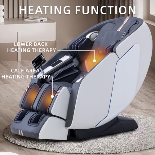 MassaMAX 4D Full Body Massage Chair for Daily Comfort Upgrade-Yoga Stretch, AI Voice Control, 55" SL Track, Zero Gravity, Extendable Footrest, 15 Modes, Foot Rollers, Waist & Calves Heating with Cover - color: Space White