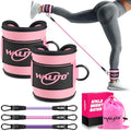 WALITO Ankle Resistance Bands with Cuffs, Exercise Bands for Legs and Butt, Booty Workout Equipment for Kickbacks and Hip Fitness Training - color: Pink