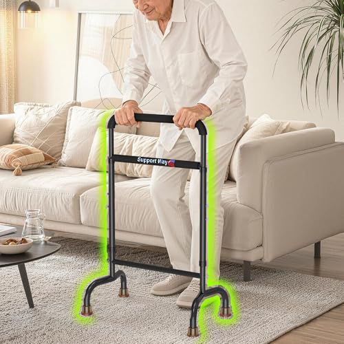 Stand Assist for Chair & Couch - Adjustable Standing Aid with Wide Base, Standing Up Canes for Toilet;Supports 600lbs, Mobility Tool for Elderly & Post-Surgery Recovery (Knee/Hip) | Stable wide base. Compact for tight spaces. Adjustable height. Supports 6