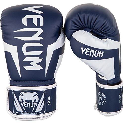 Venum Elite Boxing Gloves - color: White/Navy Blue, size: 10-Ounce