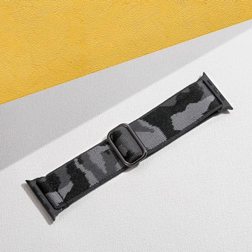 Adorve Stretchy Band Compatible with Apple Watch Bands Ultra 3/2/1 49mm 46mm 45mm 44mm 42mm 41mm 40mm 38mm Men Women, Soft Nylon Elastic Braided Strap Fits for iWatch Series 11/10/9/8/7/6/5/4/3/SE3-1 - color: Graffiti/Camouflage/Dark Army Green/Black/Dark