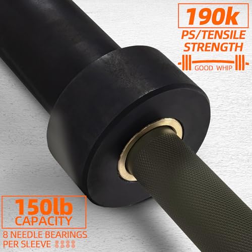 Fitvids Olympic Cerakote Barbell for Home & Commercial Gyms, 190K PSI Tensile Strength Rated for up to 1500LB Capacity - color: Green