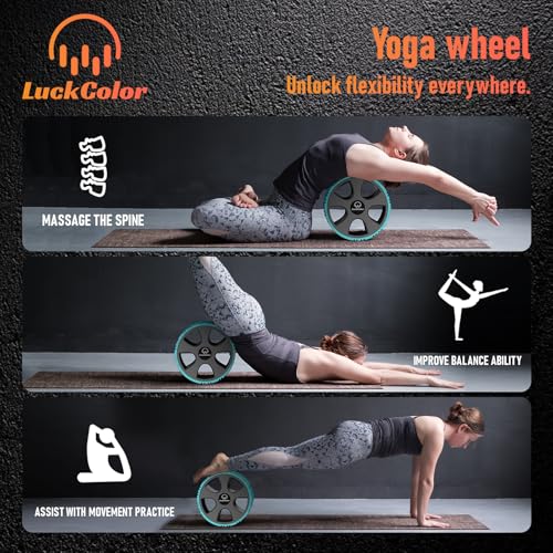 Back Roller, Back Wheel Targeted Back Pain Relief, Yoga Wheel Muscle Massage, Foam Roller for Trigger Point Therapy Physical, Stretching & Exercise, 880lbs Capacity, 10 Inch (Acid Blue+Grey) - color: Acid Blue+grey