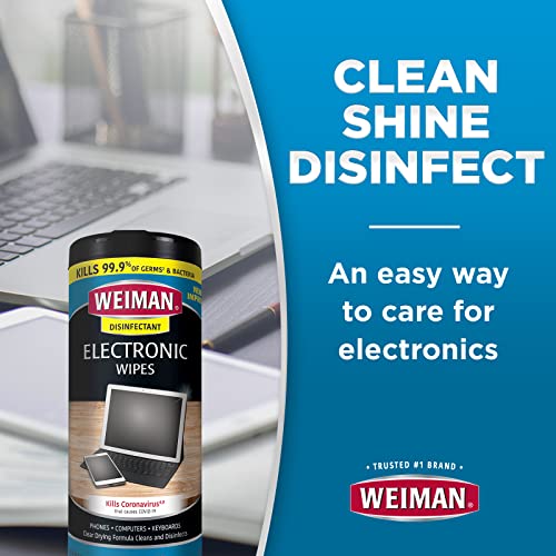Weiman Electronics & Screen Disinfecting Wipes - Safely Clean and Disinfect Your Phone, Laptop, Keyboard, Tablets, Lens, Wipe, Glasses Cleaner, 30 Count, 2 Pack with MicroFiber Towel - size: 20 Count (Pack of 3)