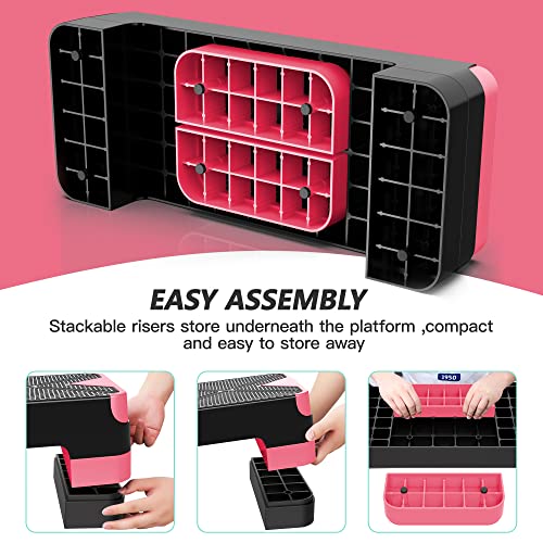 GYMMAGE Aerobic Exercise Step, Adjustable Height, | Aerobic Workout Step Platform for Exercise, 26.5" Step Deck with Adjustable Height, Women Home Gym Cardio Fitness - color: E