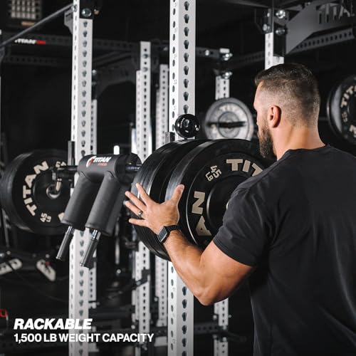 Titan Fitness Rackable Safety Squat Bar, Cambered Safety Squat Barbell with 5" Drop, Olympic Weight Sleeves Rated 1,500 LB, HeftyGrip Shoulder/Arm Pads, 35mm Easy-Grip Handles