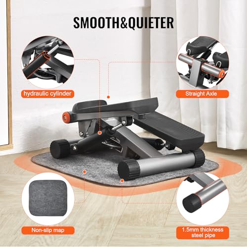 VEVOR Stair Stepper, Mini Stepper for Exercise at Home, Hydraulic Fitness Stepper with Resistance Bands, Full Body Workout Cardio Equipment, Stair Climber - style: Adjustable Stair Stepper