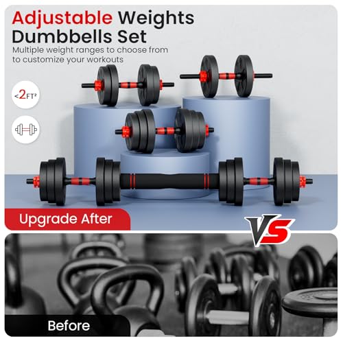 Adjustable Dumbbell Set, 20/33/45/70/90lbs Free Weight Set with Connector, 4 in1 Dumbbells Set Used as Barbell, Kettlebells, Push up Stand, Weight Set for Home Gym Suitable Men/Women - color: 33LB (16.5LB Pair)