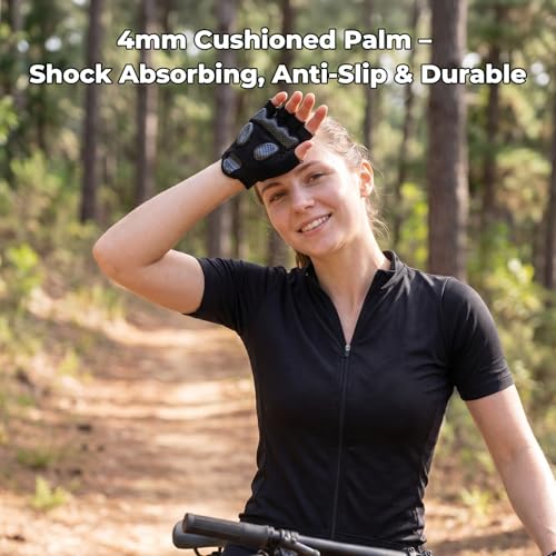 Aegend Half-Finger Cycling Gloves, Anti-Slip Shock-Absorbing Padded Palm, Breathable Mesh for Biking, Fitness and Outdoor Activities (Black) - size: X-Large