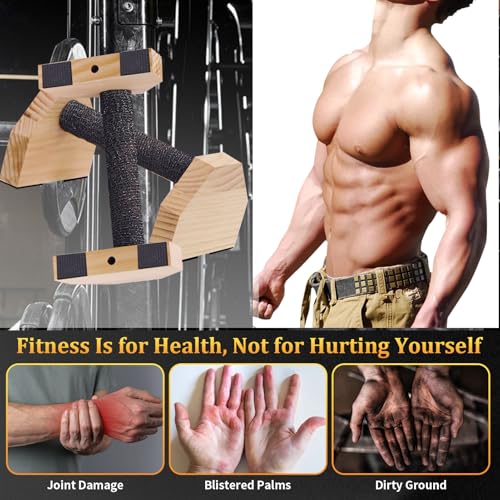 Push Up Bars Wooden Parallettes for Calisthenics Equipment, 600lbs Capacity Non-Slip Pushup Stands for Floor, Strength Training Handstand Blocks for Home Gym, Solid Wood Parallettes Bars - color: Pine Wood-30cm
