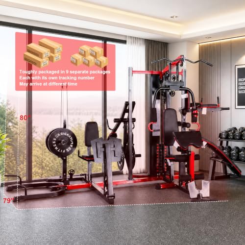 Home Gym System Workout Station, Smith Machine & Leg Press – Multifunctional All-in-One for Full Body Strength Training - size: LX-950