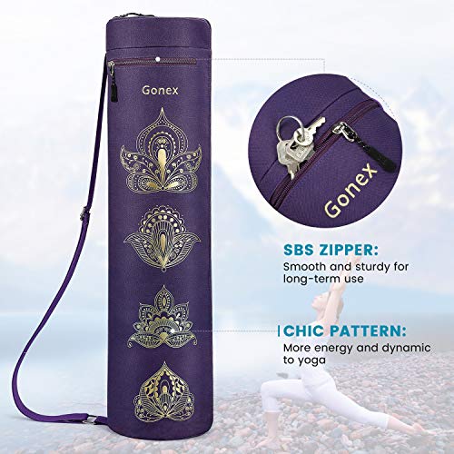 Gonex Yoga Mat Bag with Full-Zip Design, Fits Most Mats | 600D Oxford Fabric, Wet Pocket, Front Zip Pocket, Adjustable Strap, Fits Mats up to 26" - color: Purple