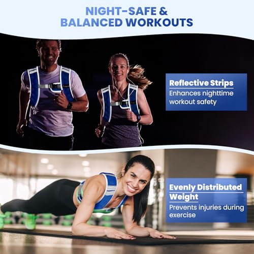 Fragraim Weighted Vest for Women Men - 8lb/10lb/12lb/16lb/22lb/25lb/30lb Weight Vest with Reflective Stripe, Detachable Phone Pouch, Ideal for Walking, Strength Training, Running, Workout, Cardio - color: Blue, size: 8 lb