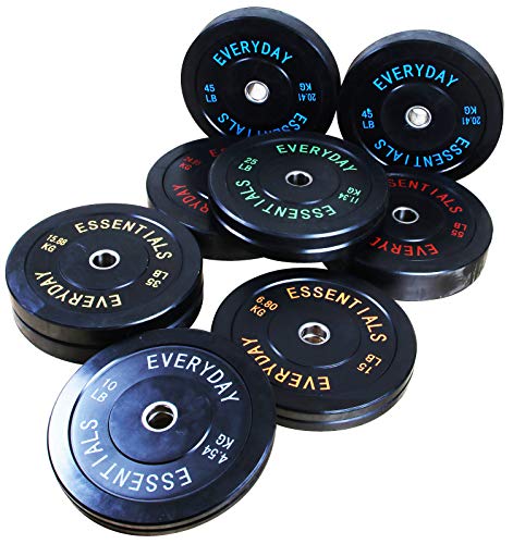 BalanceFrom Color Coded Olympic Bumper Plate Weight Plate with Steel Hub - style: 45lbs Pair, Black